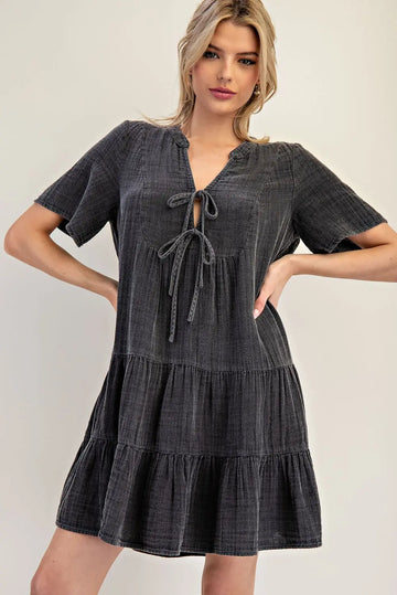 Harper Mineral Washed Black Dress