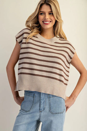 Alicia Striped Cap Sleeve Sweater