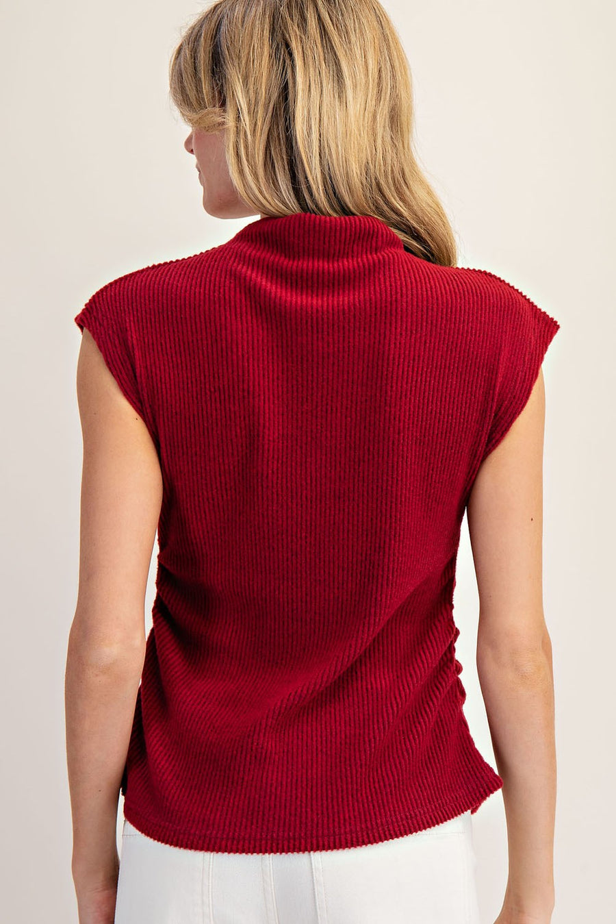 Delainee Wine Cap Sleeve Top