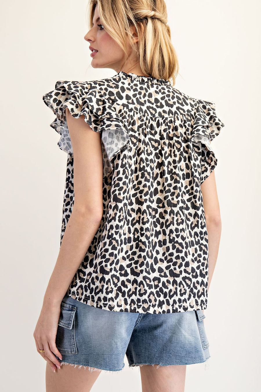 Charlie Cheetah Ruffle Top