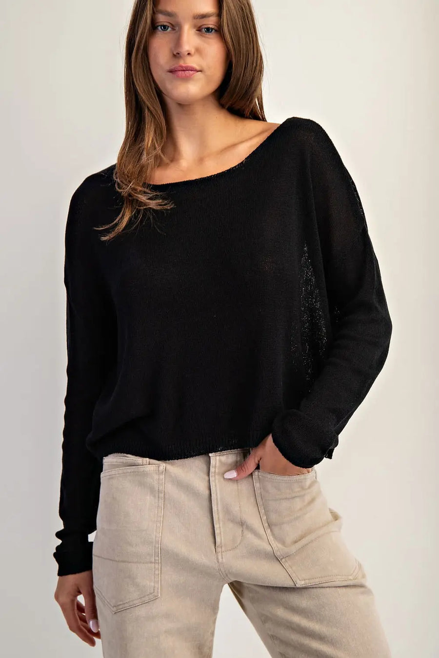 Claire Black Boat Neck Sweater