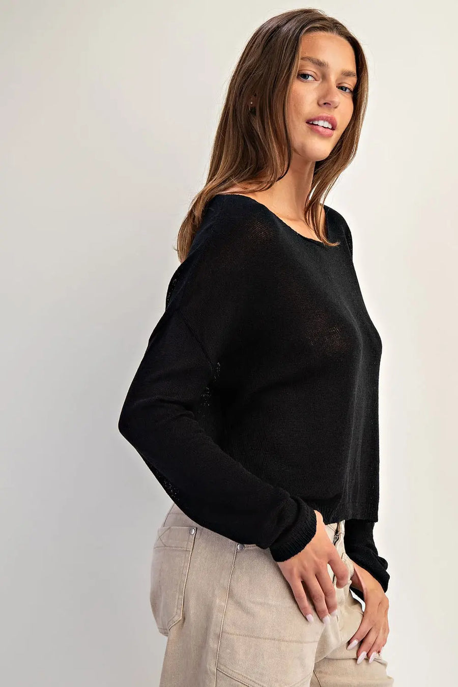Claire Black Boat Neck Sweater