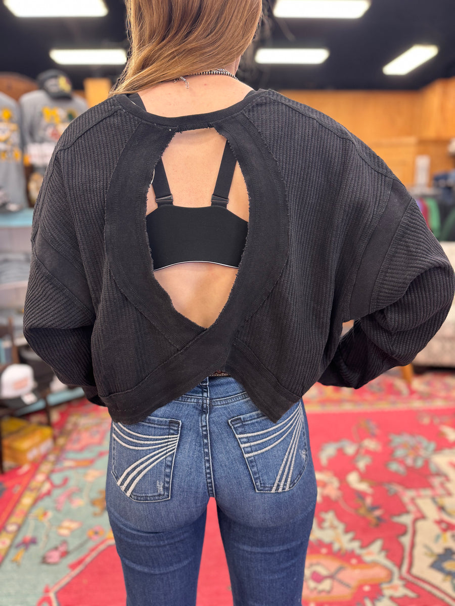 Layla LS Knit Top Black/Emerald