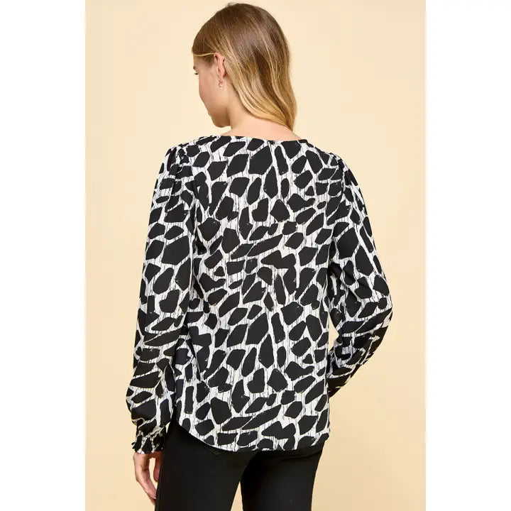 Denise Black Pattern Top