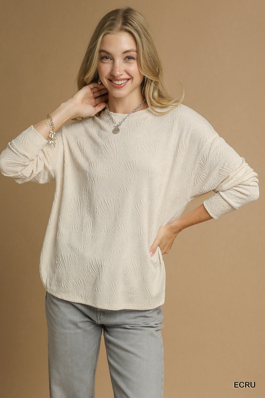 Umgee Tanya Ecru Knit Top