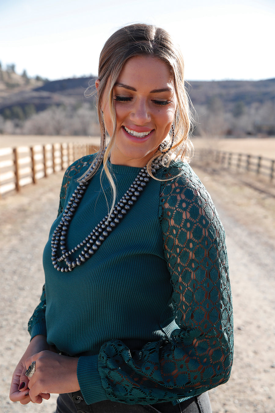 Cruel Girl Bella Green Lace Top