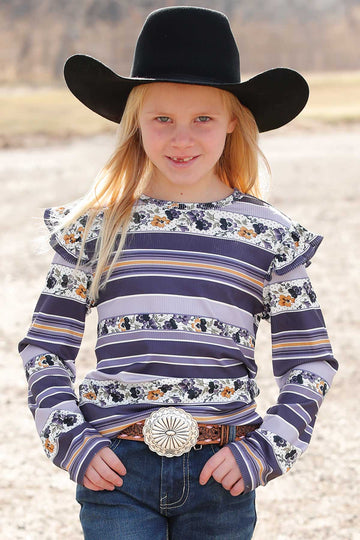 Cruel Girl Stripe Floral Girl's Top