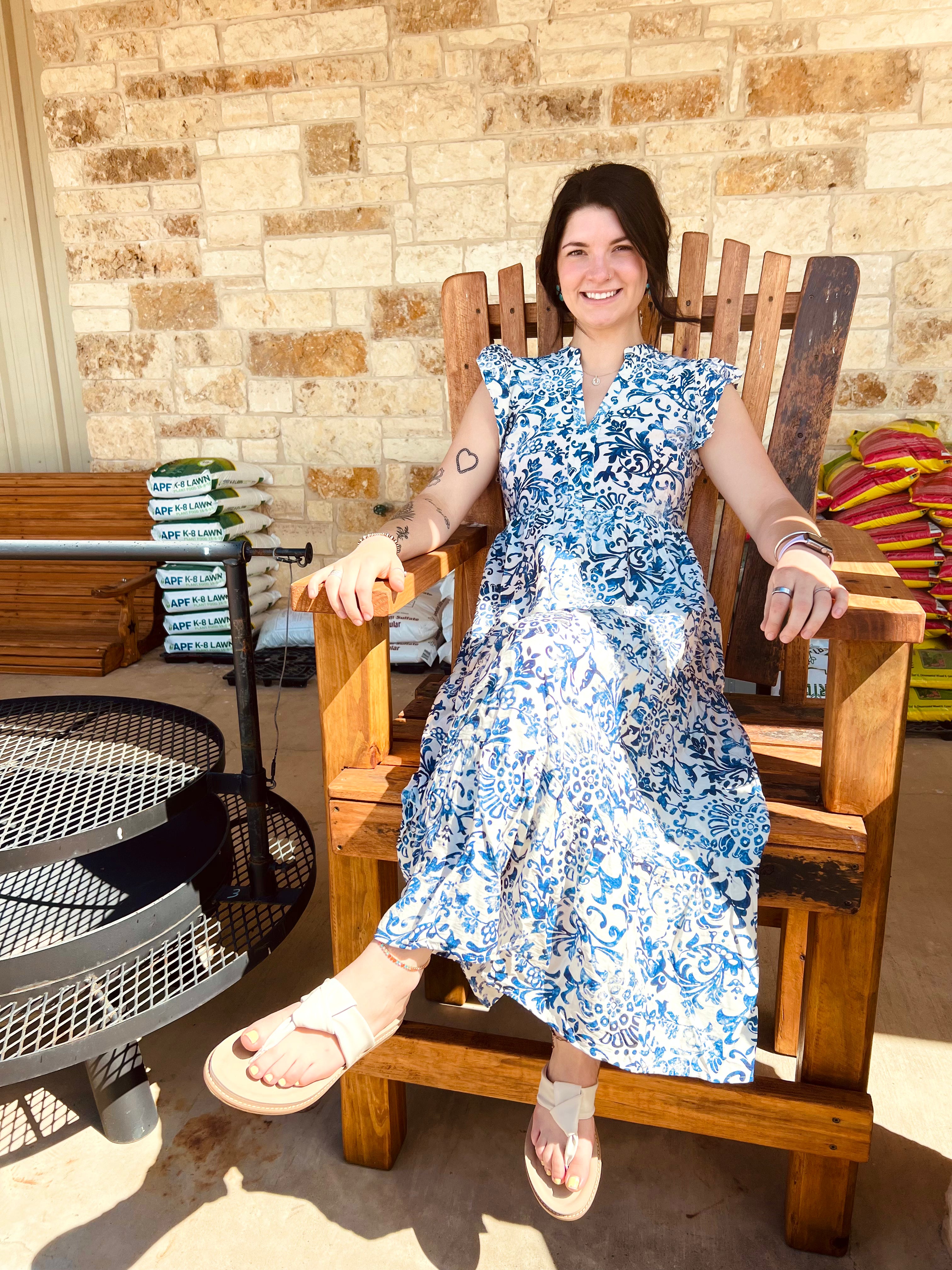 Lillian Blue Flutter Sleeve Dress – McGregor General Store