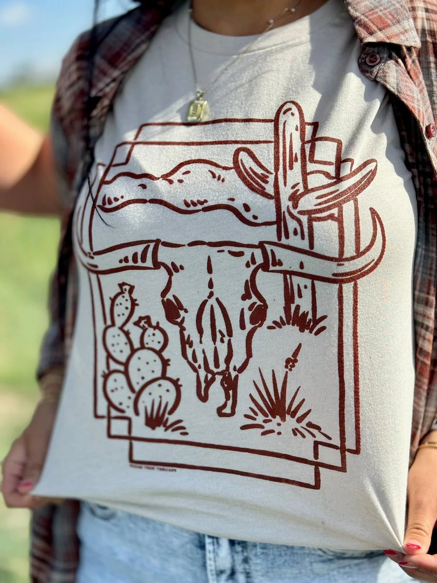 Tx True Western Skull Cactus Tee