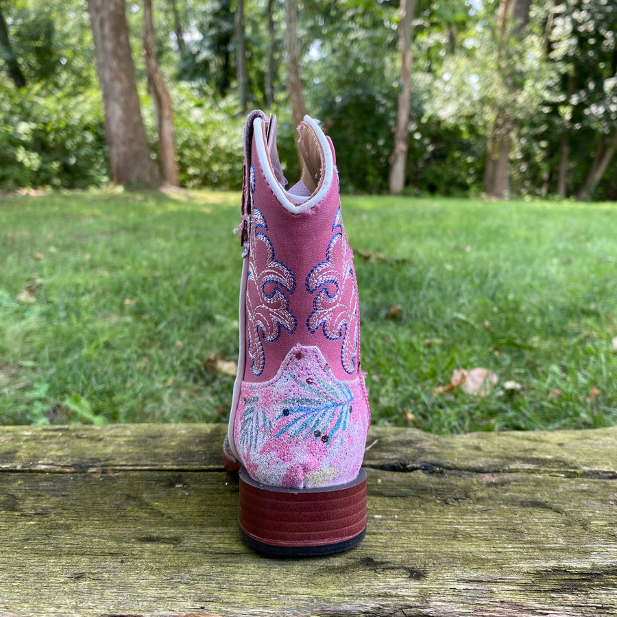 Roper Kids Pink Floral Glitter Boot