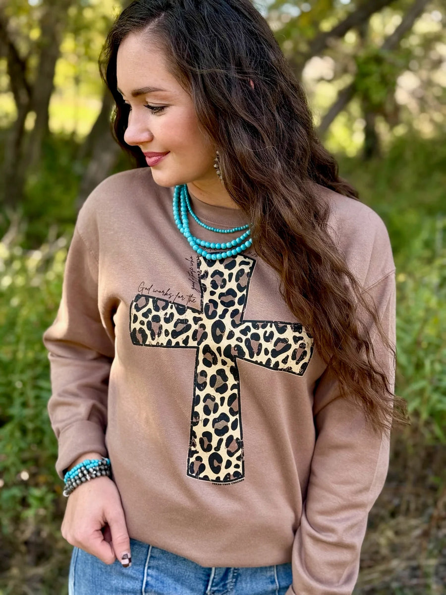 Texas True Leopard Cross Sweatshirt