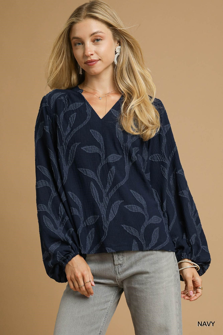 Umgee Nina Navy V-Neck Top