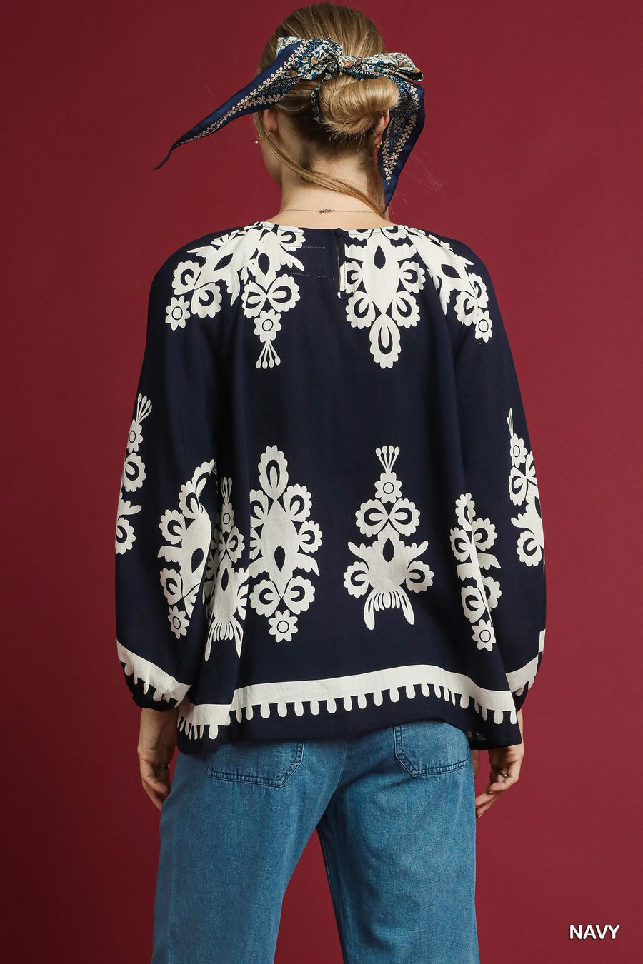 Umgee Teensie Navy Print Top