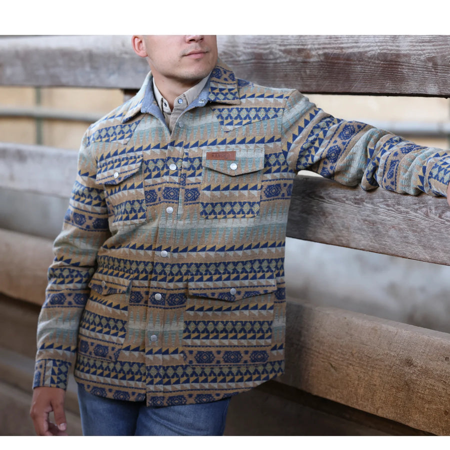 Lazy J Aztec Print Jacket-Brown