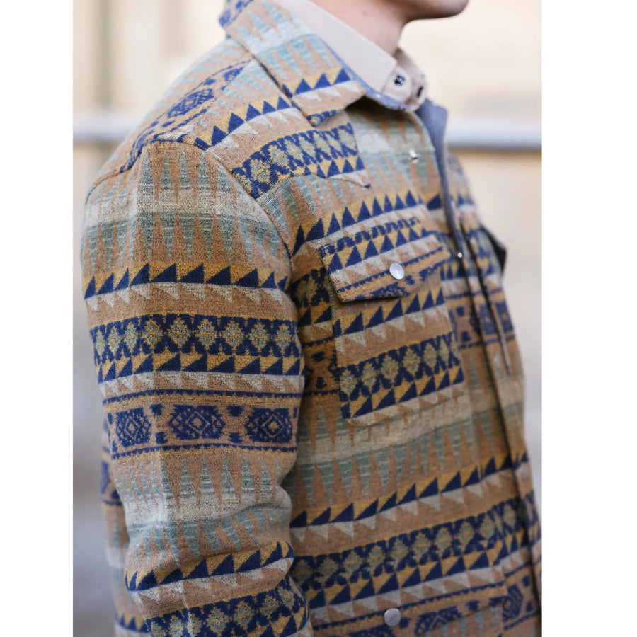 Lazy J Aztec Print Jacket-Brown