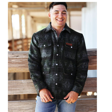 Lazy J Aztec Print Jacket-Green