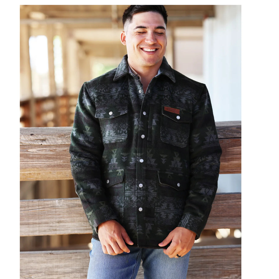 Lazy J Aztec Print Jacket-Green