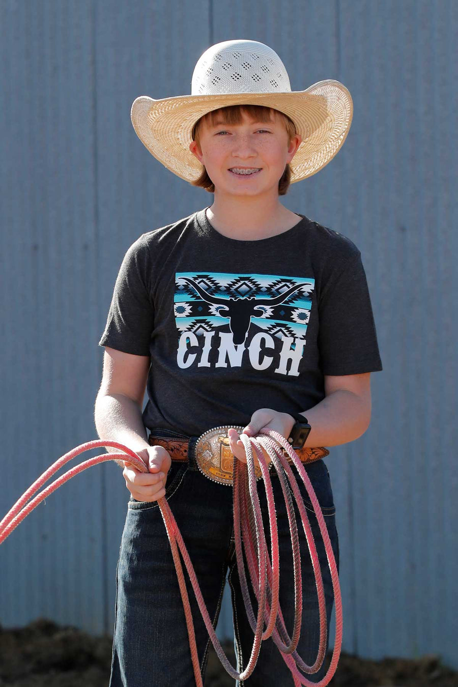 Cinch Boy's Aztec Longhorn Tee
