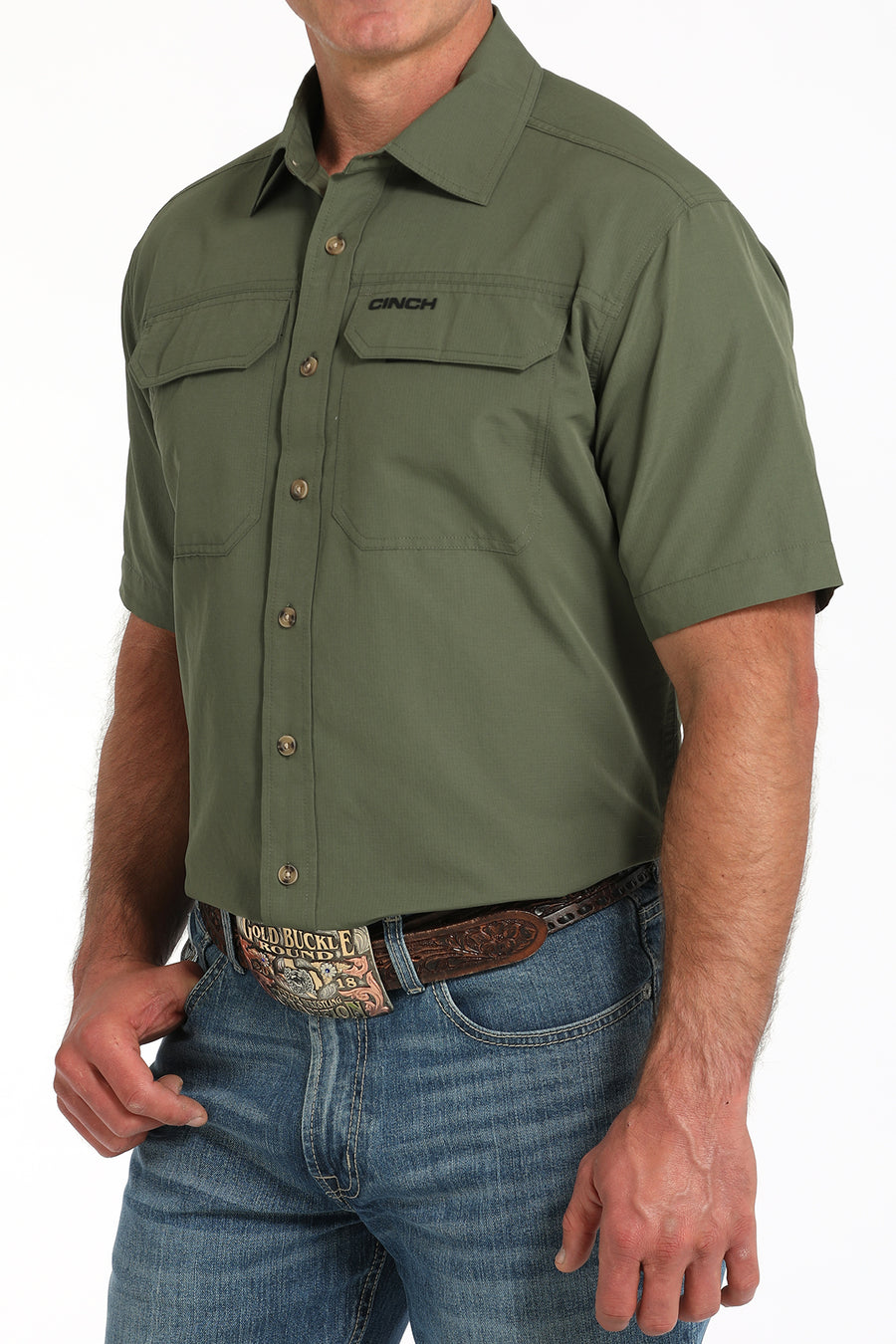 Cinch Men's Short Sleeve Olive Arenaflex