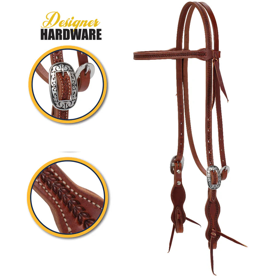 Weaver Synergy® Harvest Wheat Headstall with Floral Designer Hardware