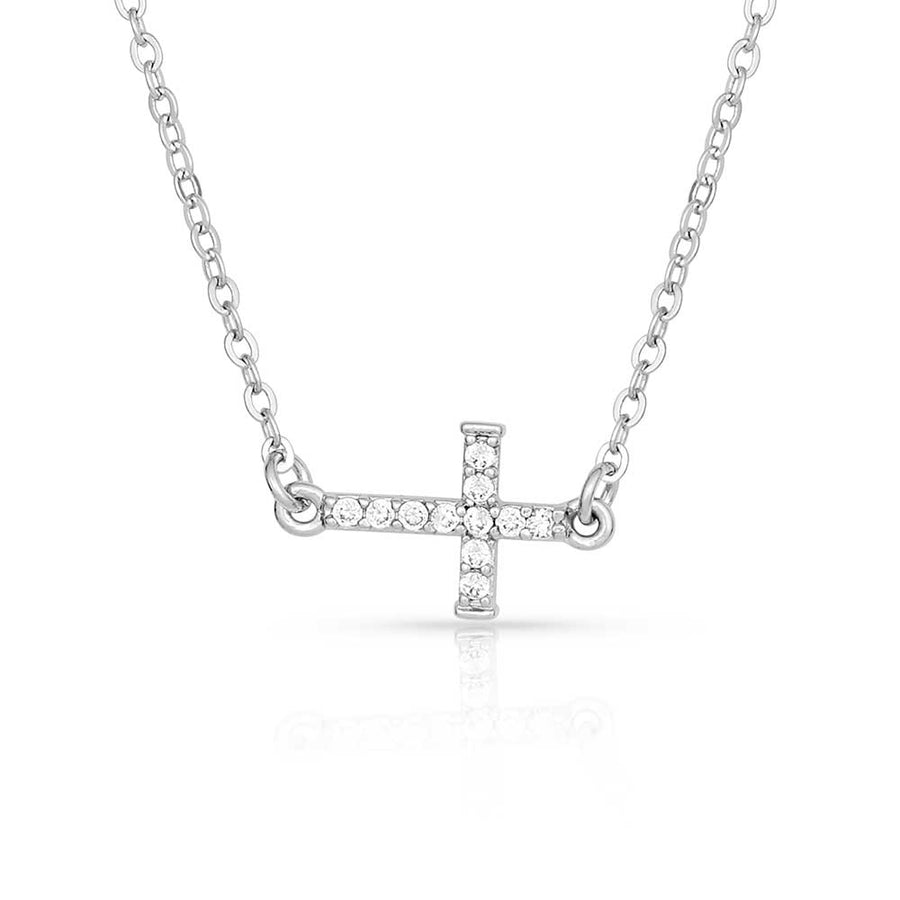 Montana Silversmith Quiet Faith, Tiny Crystal Cross Choker Necklace