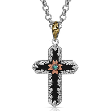 Montana Silversmith Antiqued Two Tone Radiating Cross Necklace
