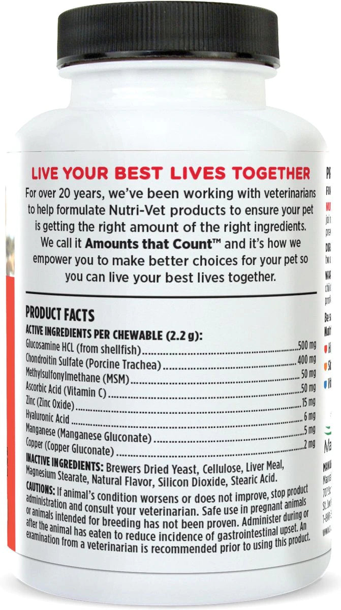 Nutri Vet Advanced Strength Hip & Joint Tablets Products Facts & Active Ingredients