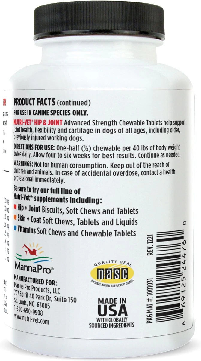 Nutri Vet Advanced Strength Hip & Joint Tablets Directions For Use