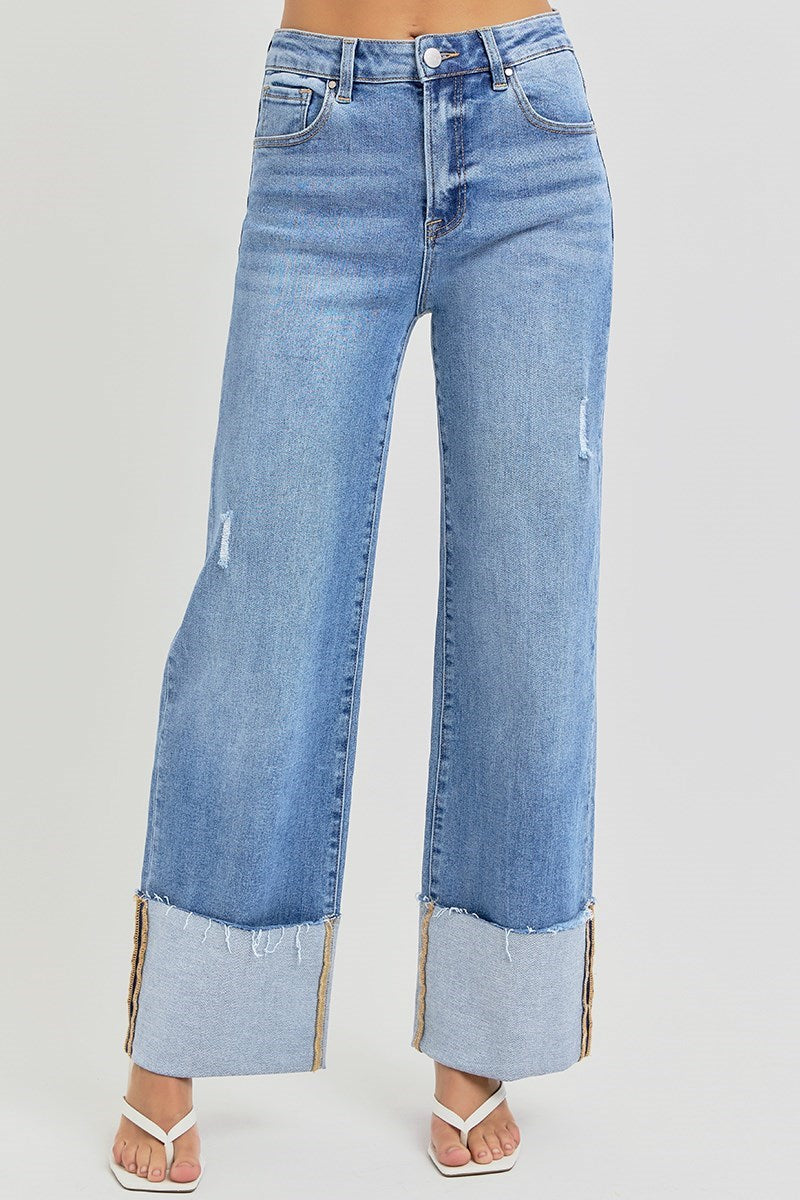 Risen Bobbie High Rise Ankle Wide Cuffed Jean