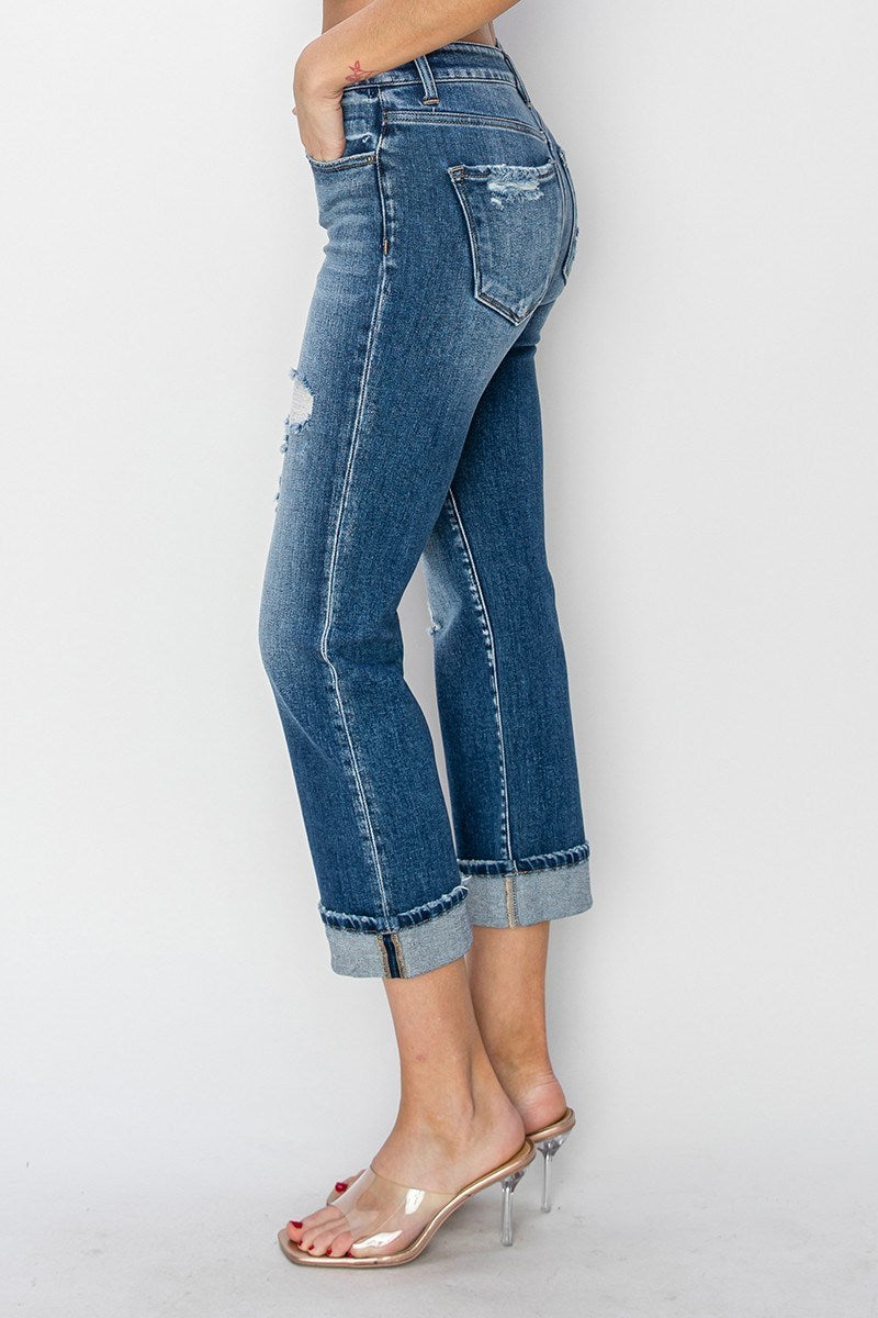 Risen Rhonda Mid Rise Cuffed Straight Jean
