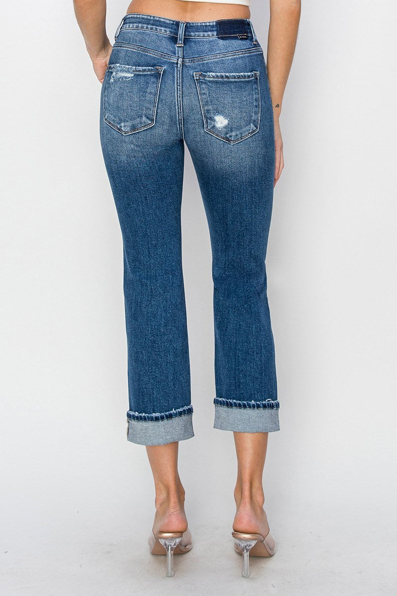 Risen Rhonda Mid Rise Cuffed Straight Jean