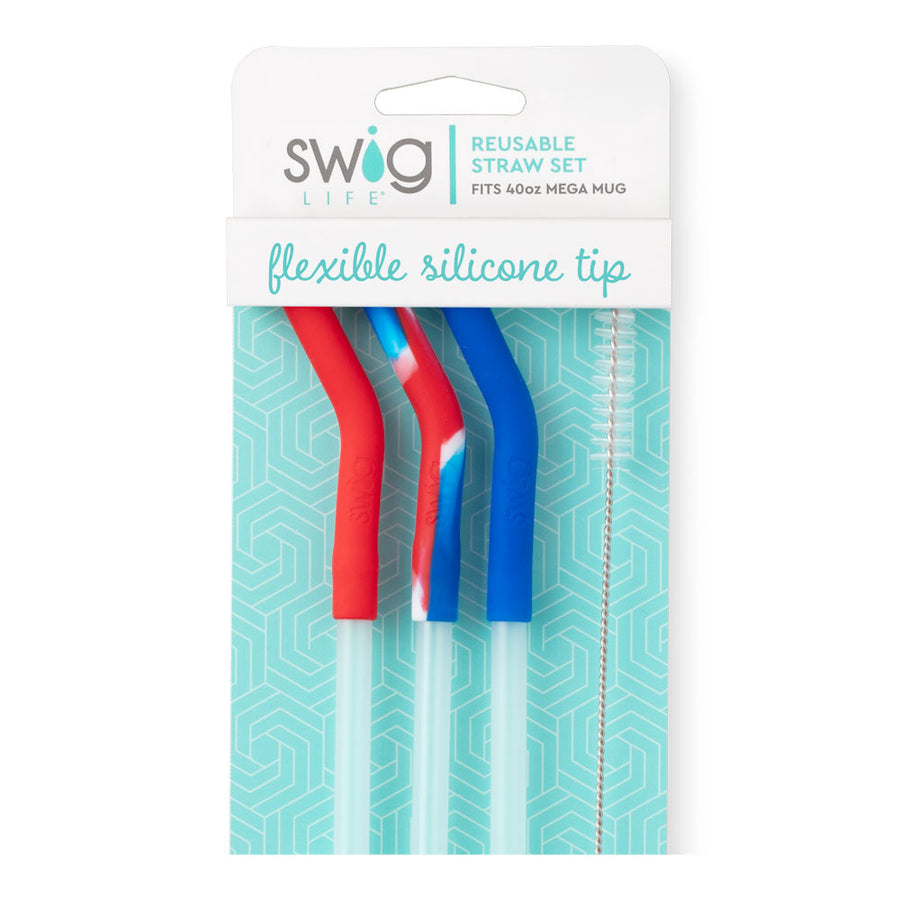 Swig Reusable Straw Set W/Silicone Flexi-Tip Asst