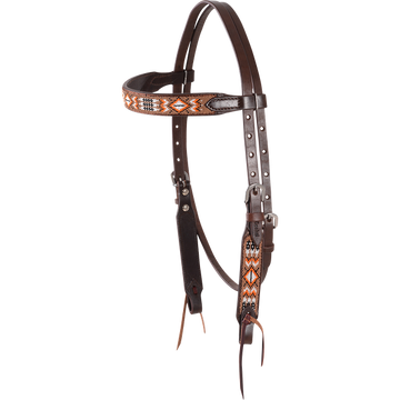 Cashel Beaded Browband Headstall Tan Orange