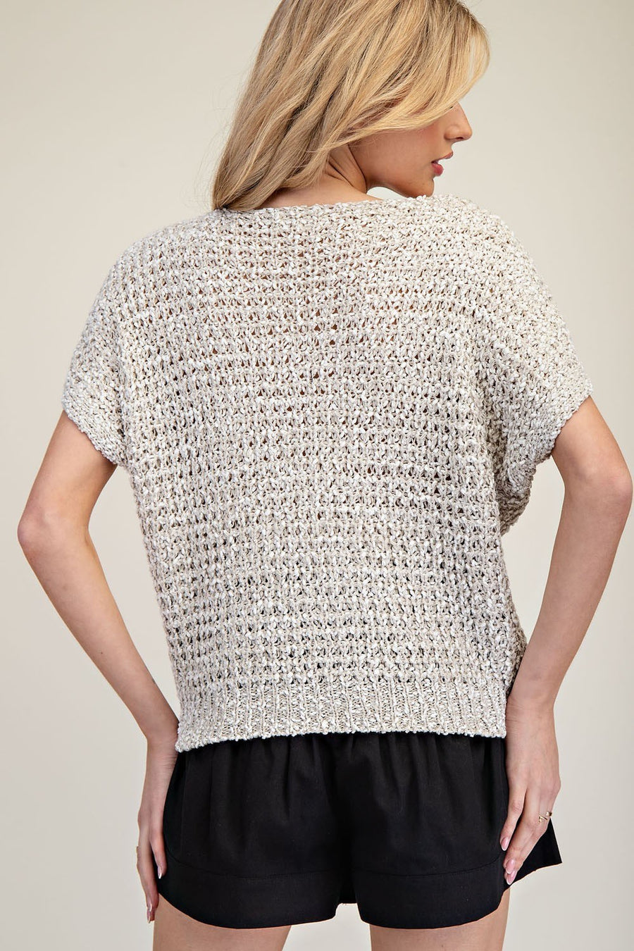 Colette Crochet Short Sleeve Sting Ray Sweater Top