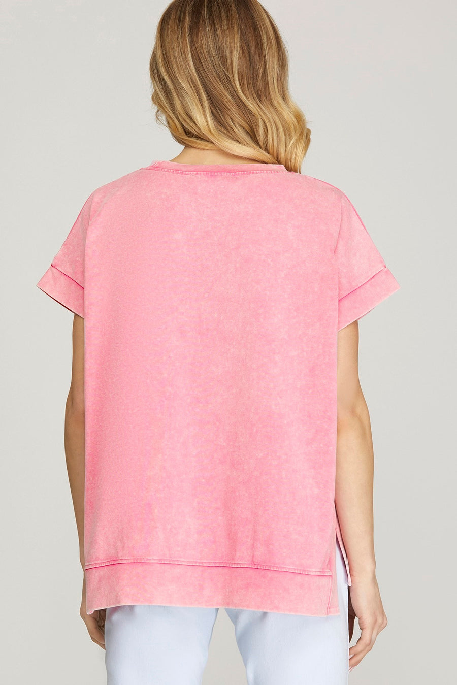 Odette Short Sleeve Crewneck Cotton Pink T-shirt