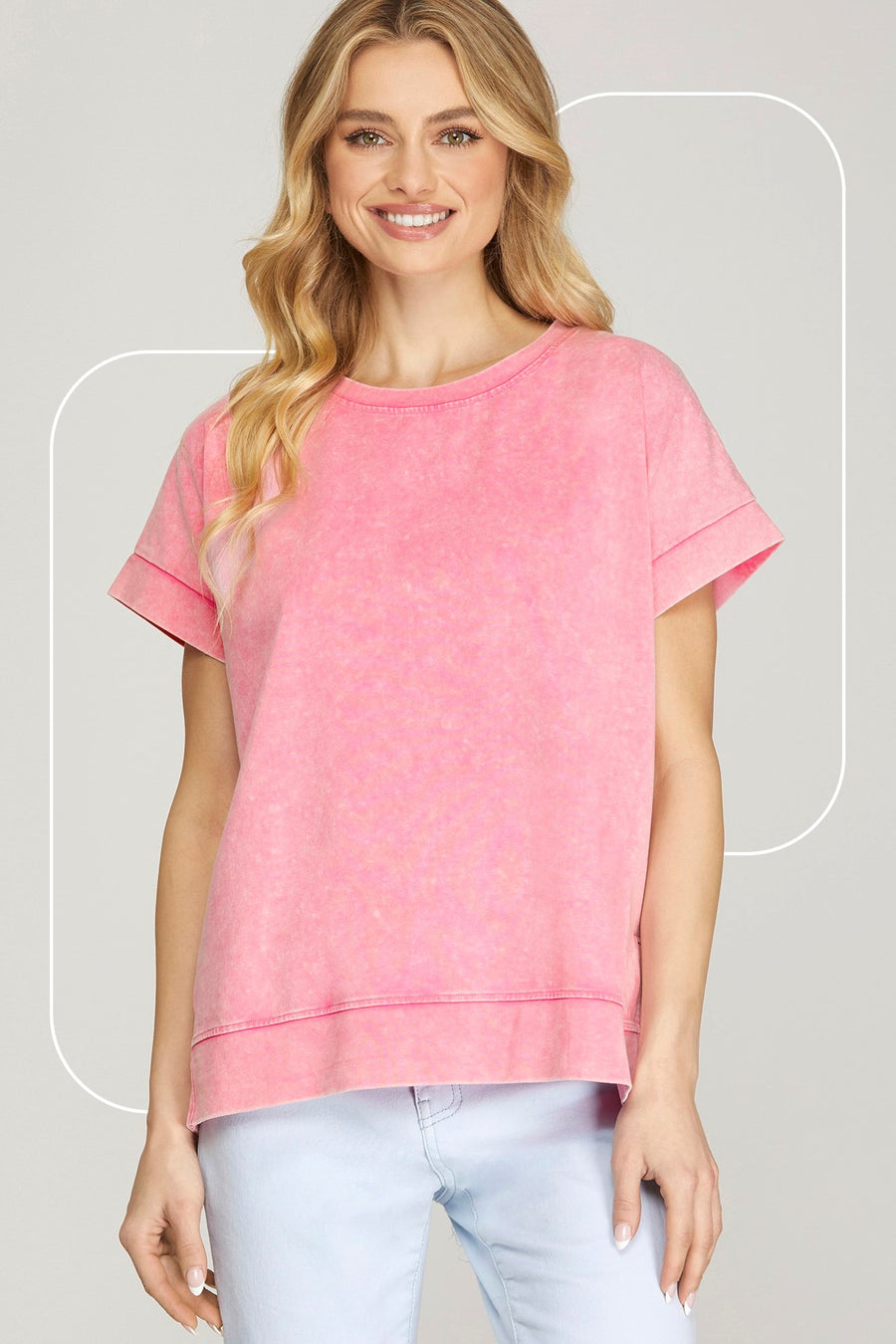 Odette Short Sleeve Crewneck Cotton Pink T-shirt