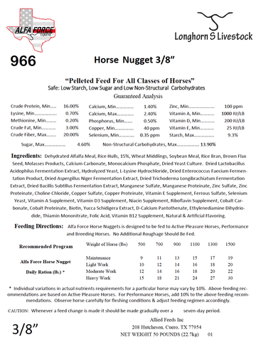 Alfa Force 16/3 Horse Nugget 3/8