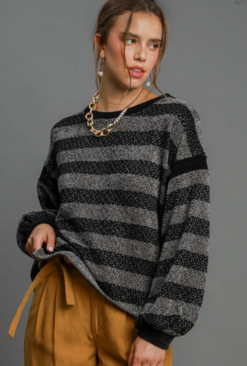 Umgee Holly Striped Knit Sweater