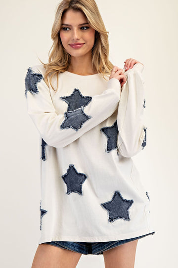 Astrid Mineral Washed Star LS Top