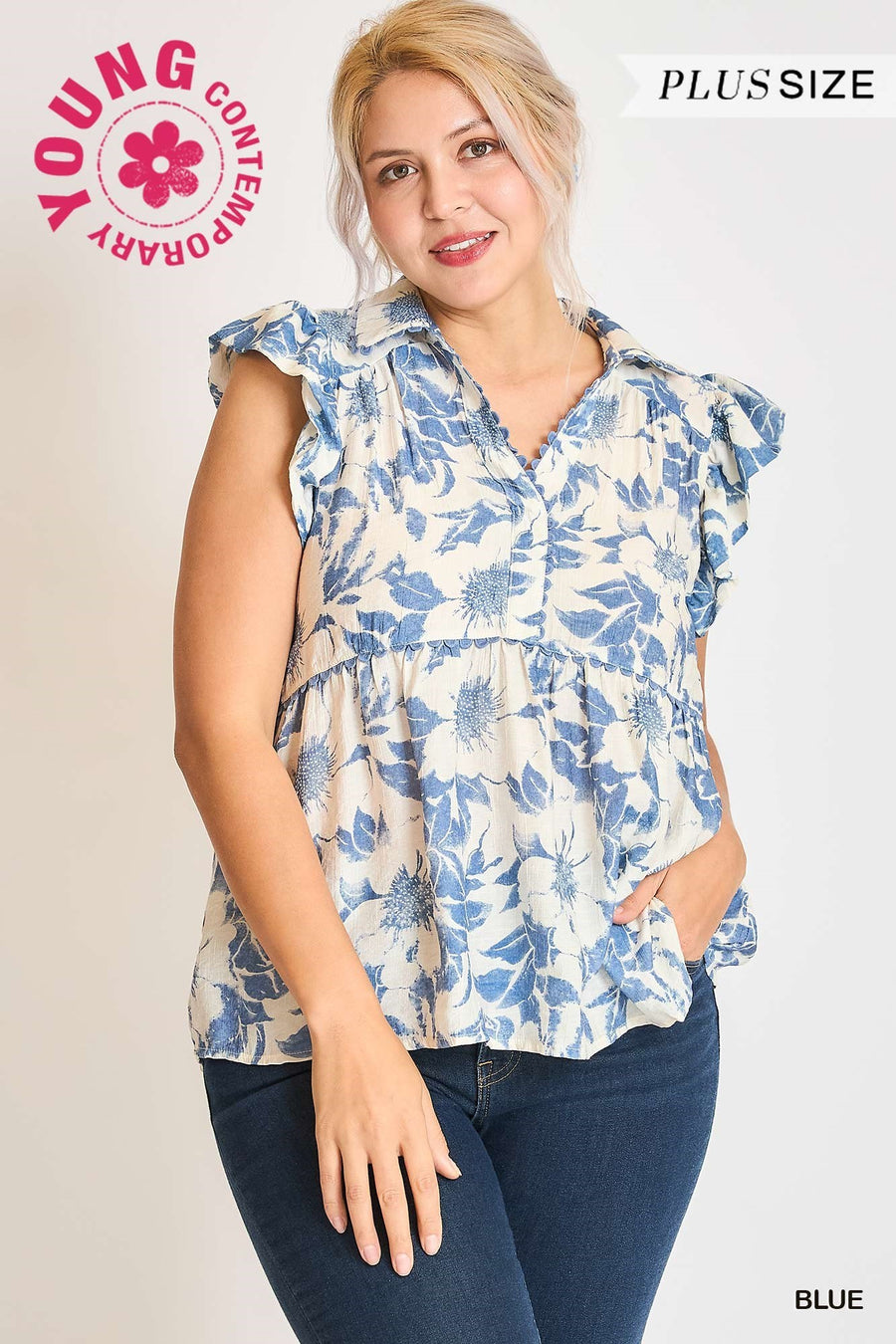 *PLUS* Umgee Luna Blue Top