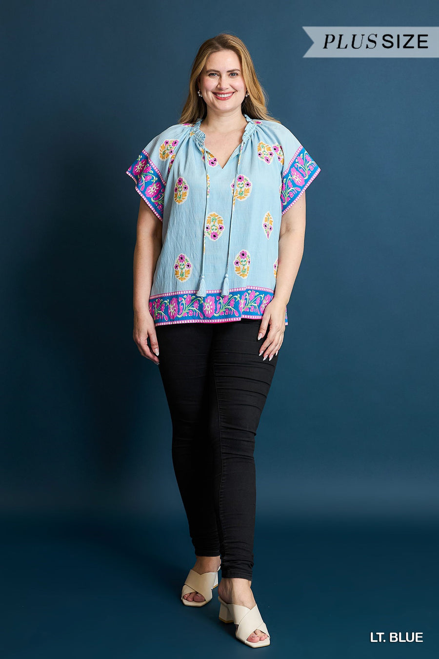 *PLUS* Umgee Evelyn Light Blue Top
