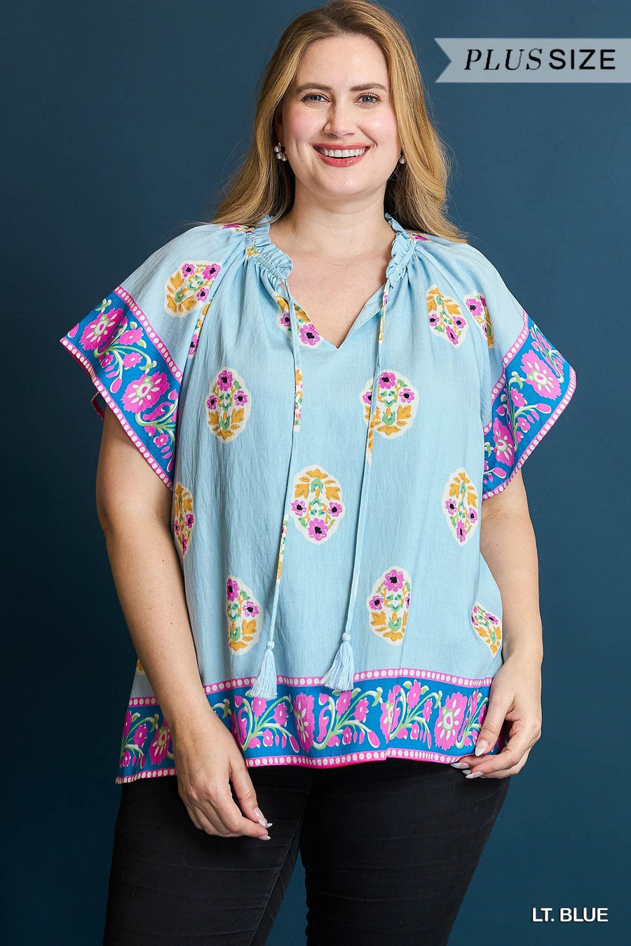 *PLUS* Umgee Evelyn Light Blue Top