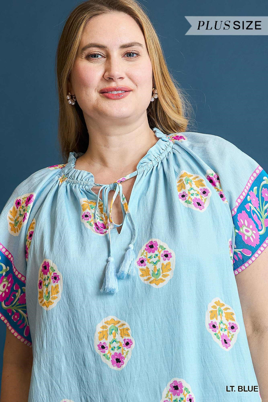 *PLUS* Umgee Evelyn Light Blue Top