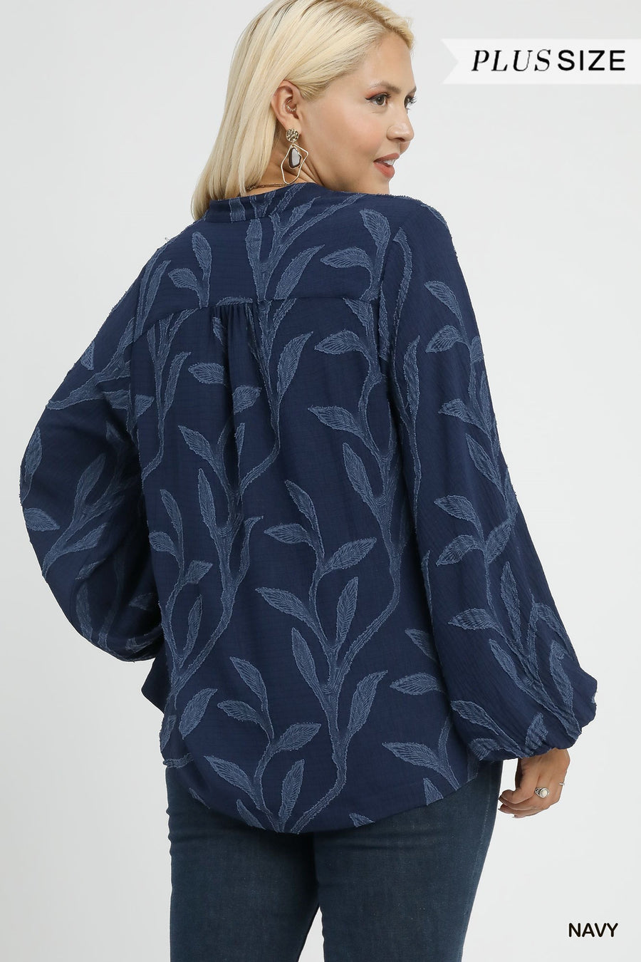 *PLUS* Umgee Cillia Navy V-Neck Top