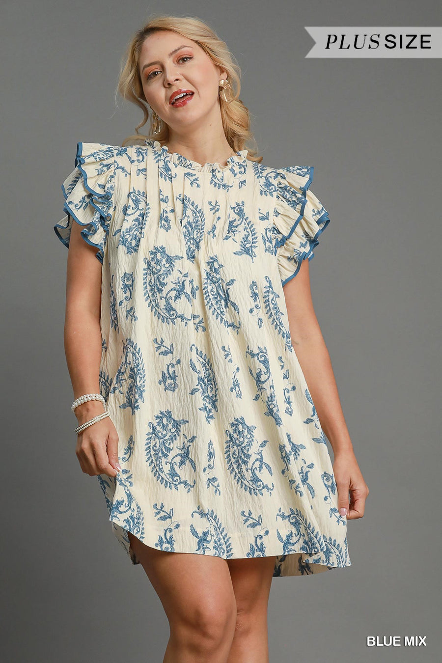 *PLUS* Umgee Valerie Blue Mix Dress