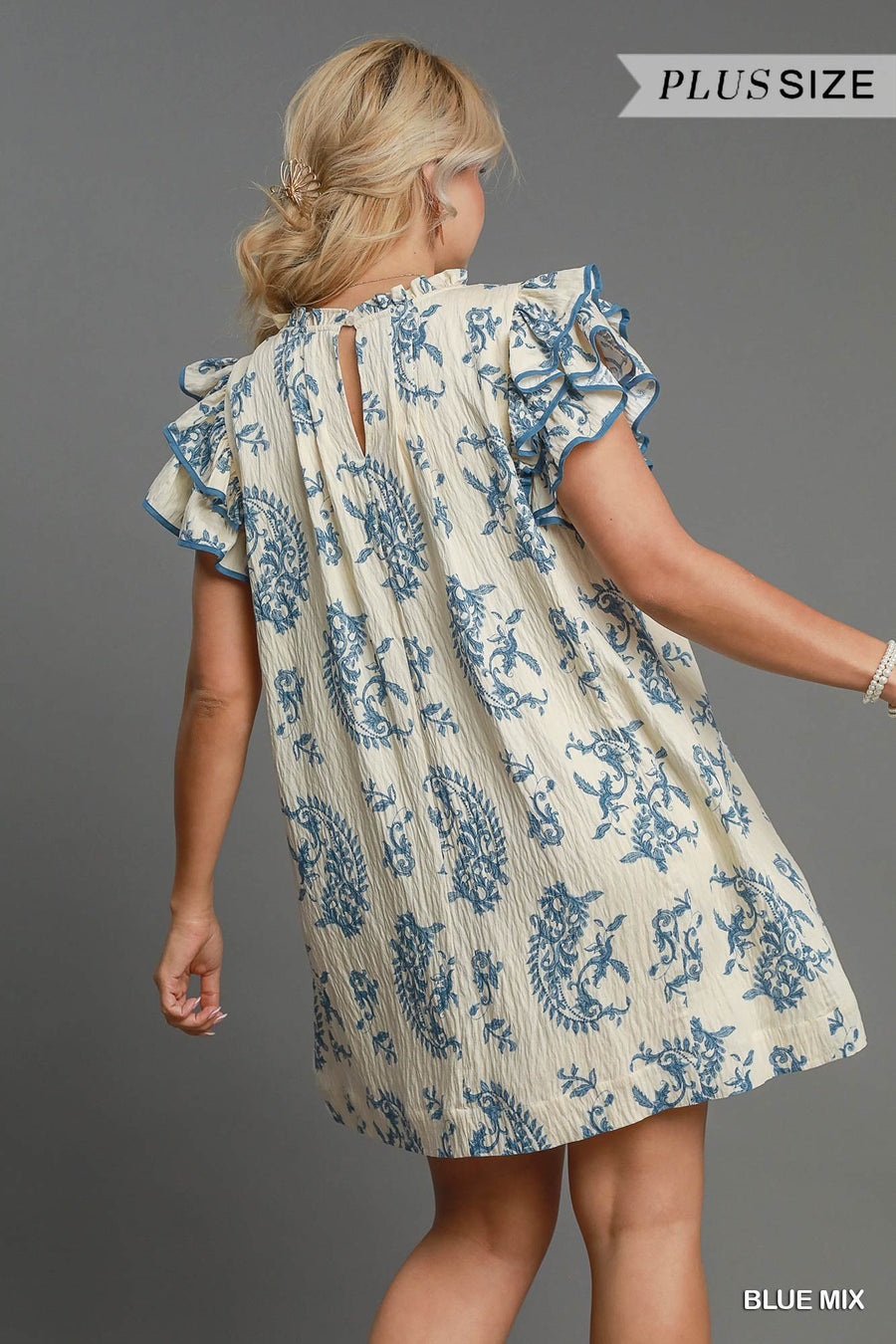 *PLUS* Umgee Valerie Blue Mix Dress