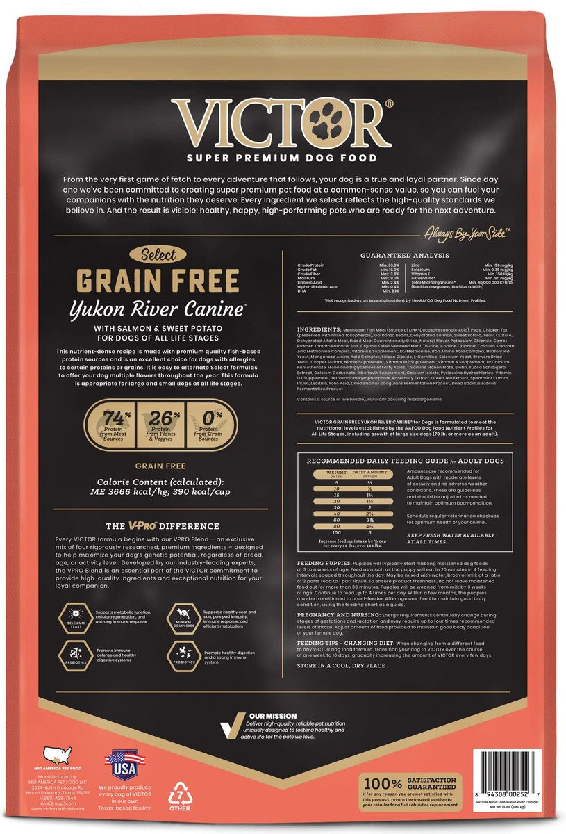 Victor Select Grain-Free Yukon River Canine 30lb