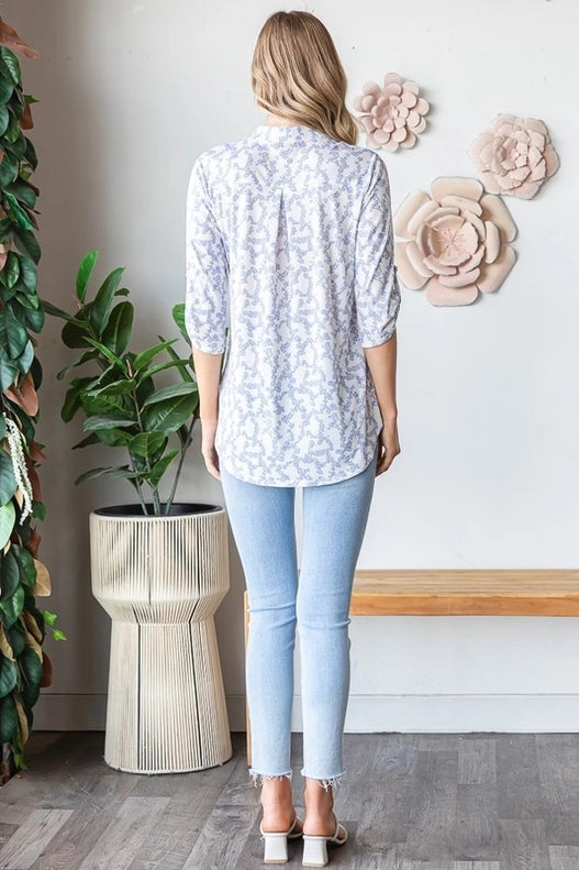 Janet Roll Up Sleeve Floral Top