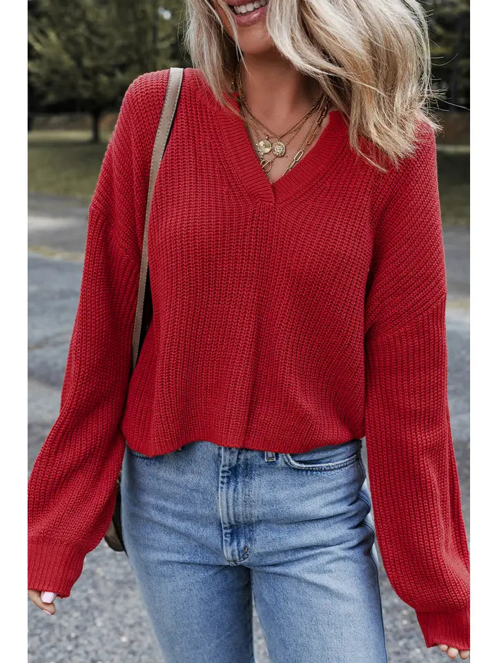 Caroline Red Knit Sweater