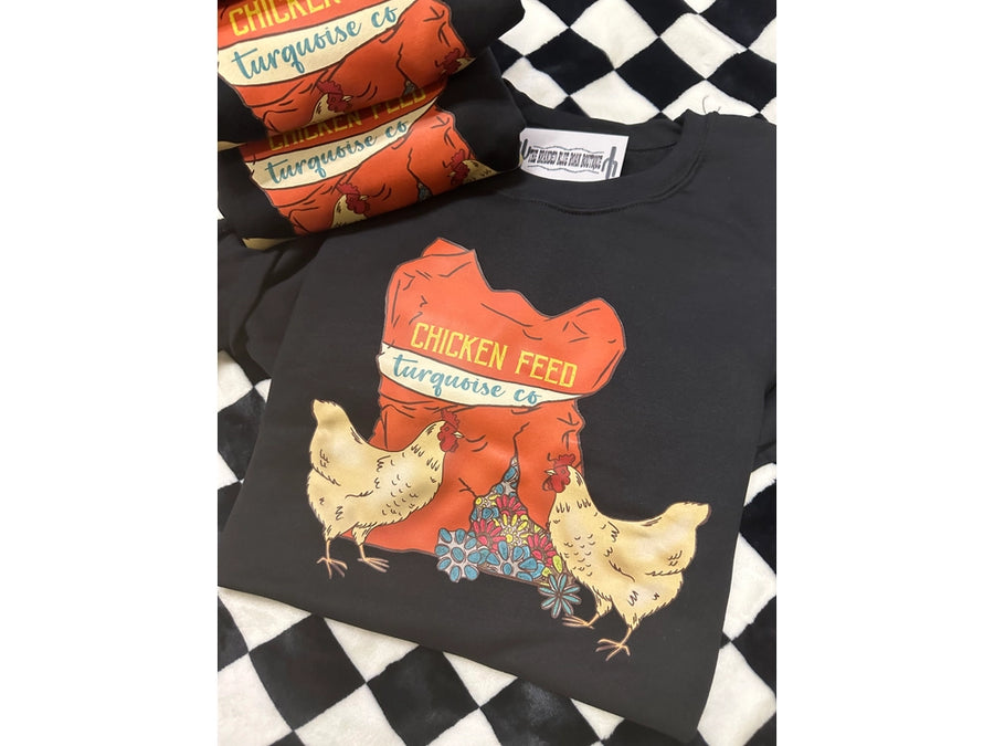 Chicken Feed Turquoise Western Graphic Tee